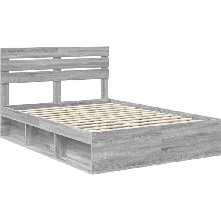 vidaXL Bettrahmen Graues Sonoma 140 x 200 cm Massives Kiefernholz 3411412 – Bild 3