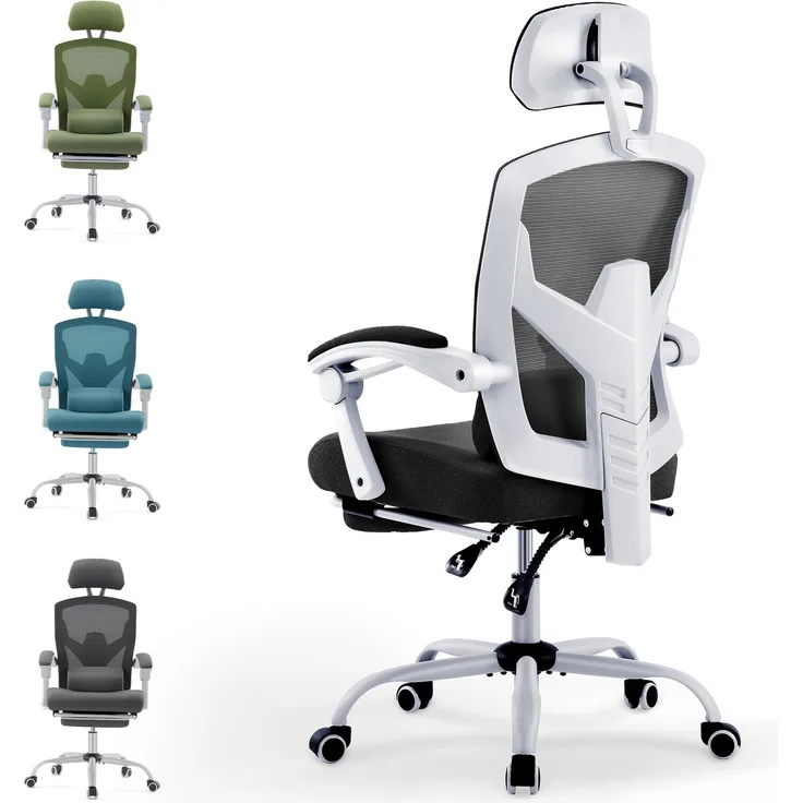 DUMOS Bürostuhl Ergonomisch - EIN Schreibtischstuhl mit Komfortarmlehnen, Ausgestattet mit Einer Bequemen Lendenwirbelstütze und Fußstütze, Office Chair Geeignet für Zuhause
