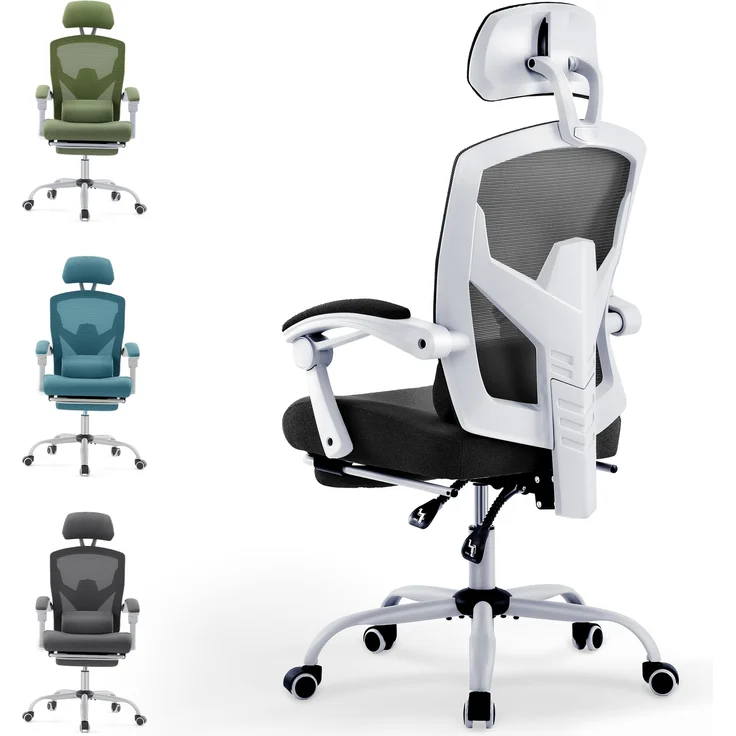 DUMOS Bürostuhl Ergonomisch - EIN Schreibtischstuhl mit Komfortarmlehnen, Ausgestattet mit Einer Bequemen Lendenwirbelstütze und Fußstütze, Office Chair Geeignet für Zuhause – Bild 1
