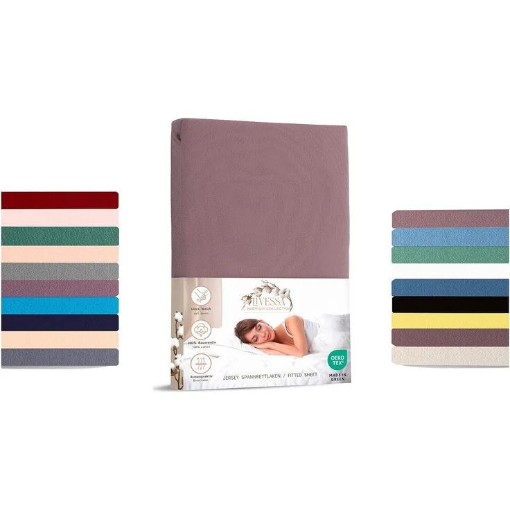 Livessa Spannbettlaken 160x200 cm Jersey Baumwolle - Spannbetttuch 160x200, Bettlaken 160x200 mit 30cm Matratzenhöhe, Ultra weich und atmungsaktiv, passt auch für 150x200 cm Matratzen – Bild 1