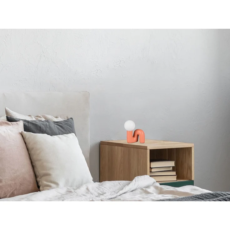 Tischleuchte QUINN Keramik Apricot, Glas Weiß, Höhe 21,5cm – Bild 7