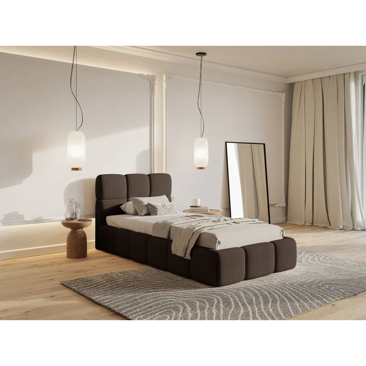 Selsey 'Cloudy' Polsterbett 90x200 cm, Bettkasten & Lattenrost, Bouclé Braun – Bild 3