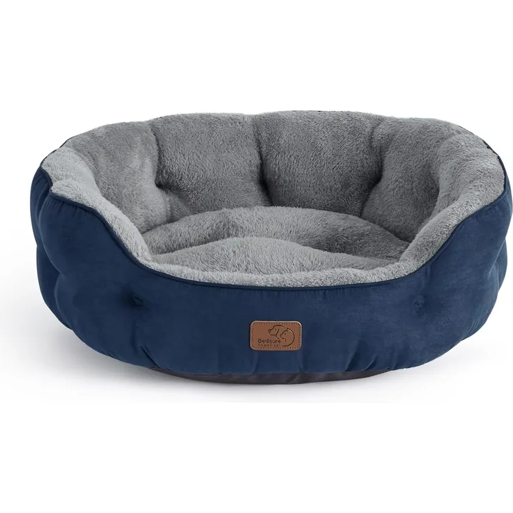 BEDSURE Katzenbett waschbar Katzen Bettchen - 63 x 53 x 20 cm Katzen Bett mit Zweiseitig Innenkissen Katzenschlafplatz für Katzen oder kleine Hunde, Navyblau