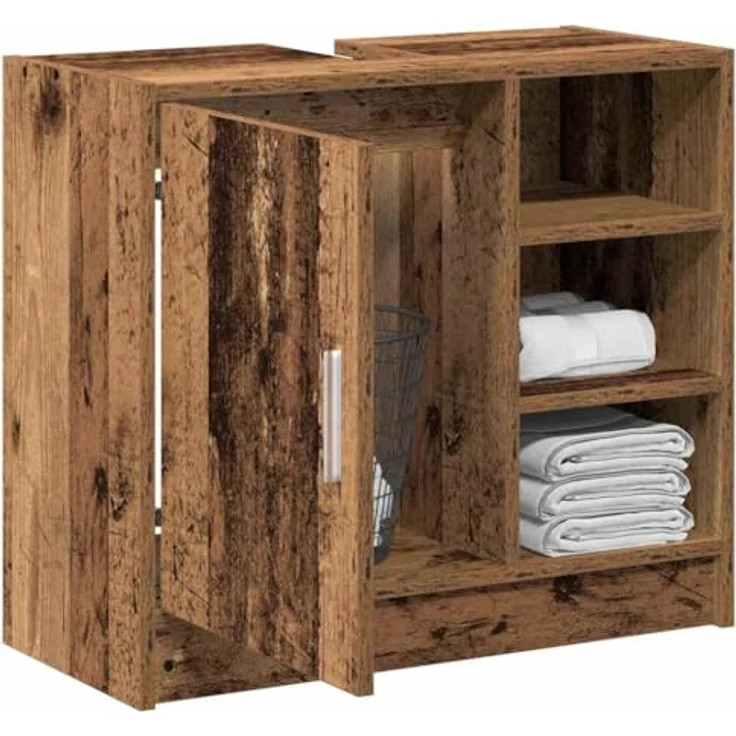 vidaXL Badezimmerschrank mit Tür Altholz 63 x 29 x 55 cm Holzwerkstoff 869212 – Bild 2
