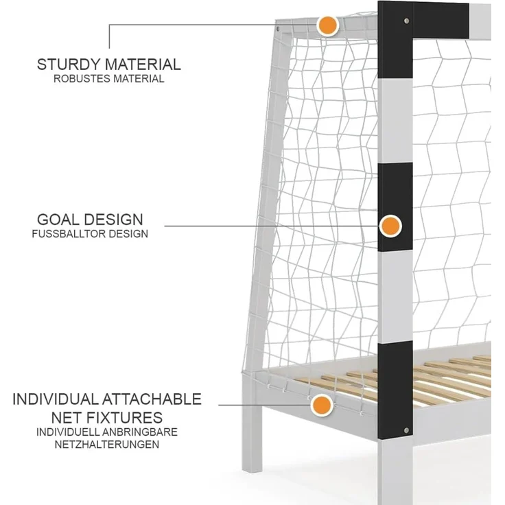 Kinderbett Football goal Weiß 80x160 cm ohne Matratze Vitalispa – Bild 9