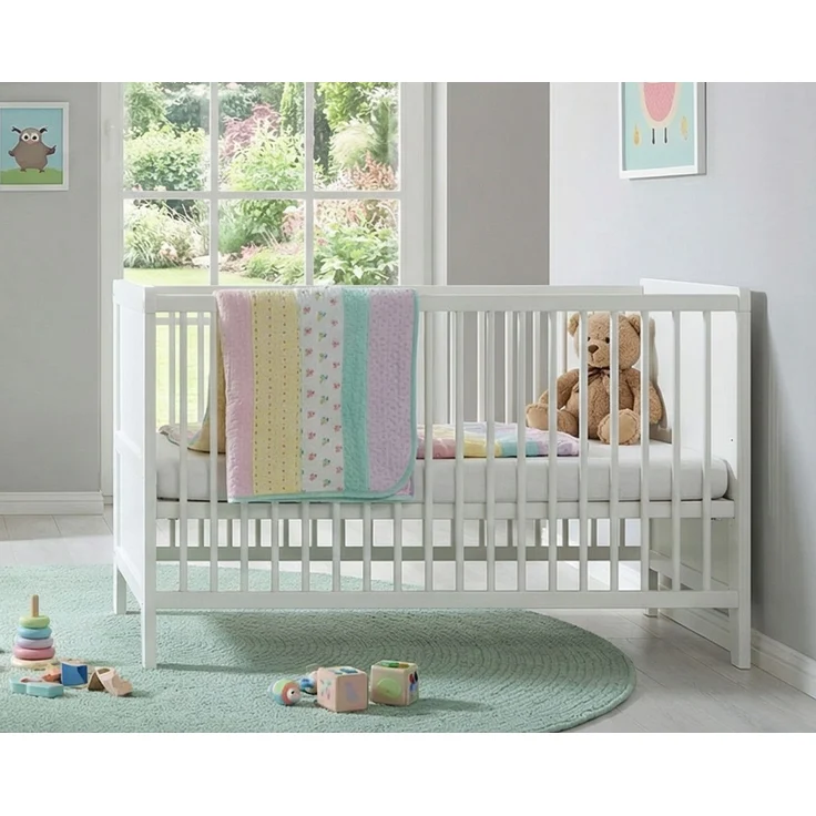 Babyzimmer-Set Kinderzimmer Babybett & Wickelkommode, Landhaus Weiß – Bild 3