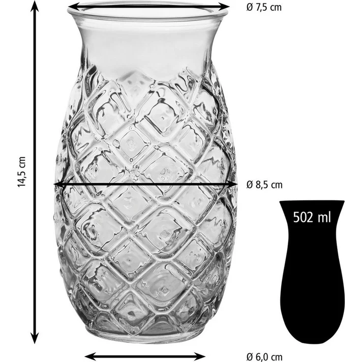 LIBBEY Cocktailglas Libbey Trinkglas, 12er Set -TIKI- im Ananas-Design, 12-tlg, Glas, 502 ml, hochwertig verarbeitet, im modernen Design – Bild 4