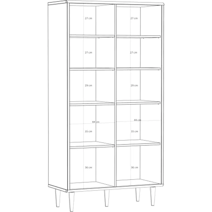 Forte Sherbrooke Regalschrank 100, Skandi-Stil, leichte Montage Dank EasyKlix by Forte, 2-türig, hohe Füße, Holzwerkstoff, Mauvella Eiche Holzdekor, 94,6 cm breit x 182,6 cm hoch x 43 cm tief – Bild 7