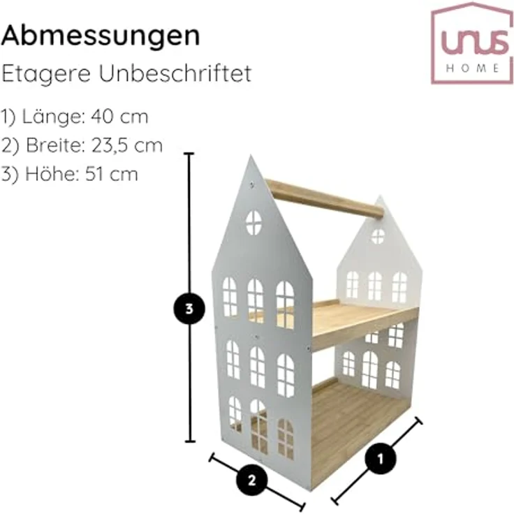 UNUS HOME Etagere Etagere Haus Design, (weiß aus Metall und Holz), Serviertablett Servierständer Serviergestell Servierplatte Holzetagere – Bild 4