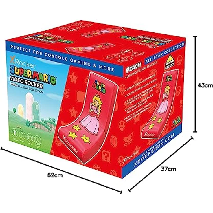 X Rocker Super Mario All-Star - Peach, Gaming Stuhl, Rosa, Faltbares Design, Komfortable Polsterung für langes Sitzen – Bild 3