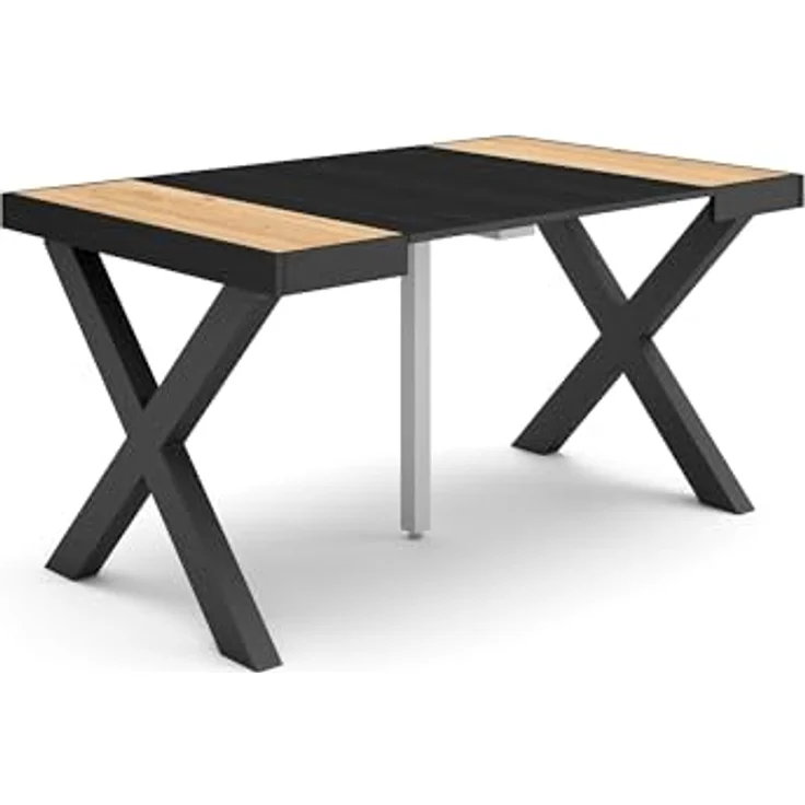 Skraut Home | Ausziehbarertisch | Multifunktionaler ausziehbarer | 140 | Für 6 Gäste | Massivholz Beine | Moderner Stil | Eiche Schwarz – Bild 1