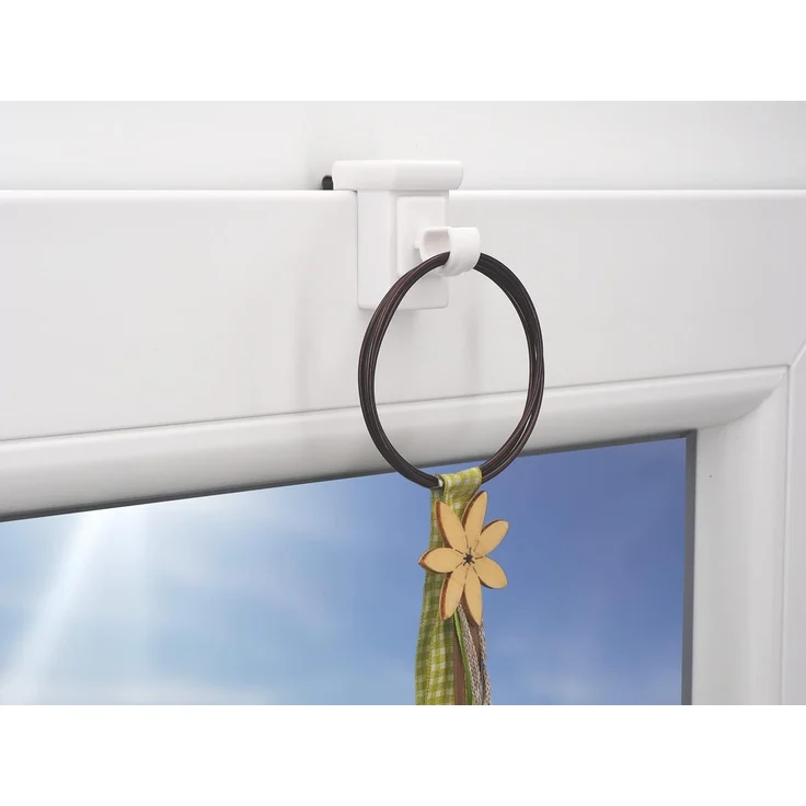 dekondo Klemmhalter für Gardinenstangen Fensterhaken/Dekohaken zum Einlegen von Gardinenstangen, weiß, für einen Klemmbereich (Rahmenstärke des Fensters/Fensterdicke) von 10-27 mm, (4-St), oben oder seitlich am Fenster zu befestigen – Bild 5