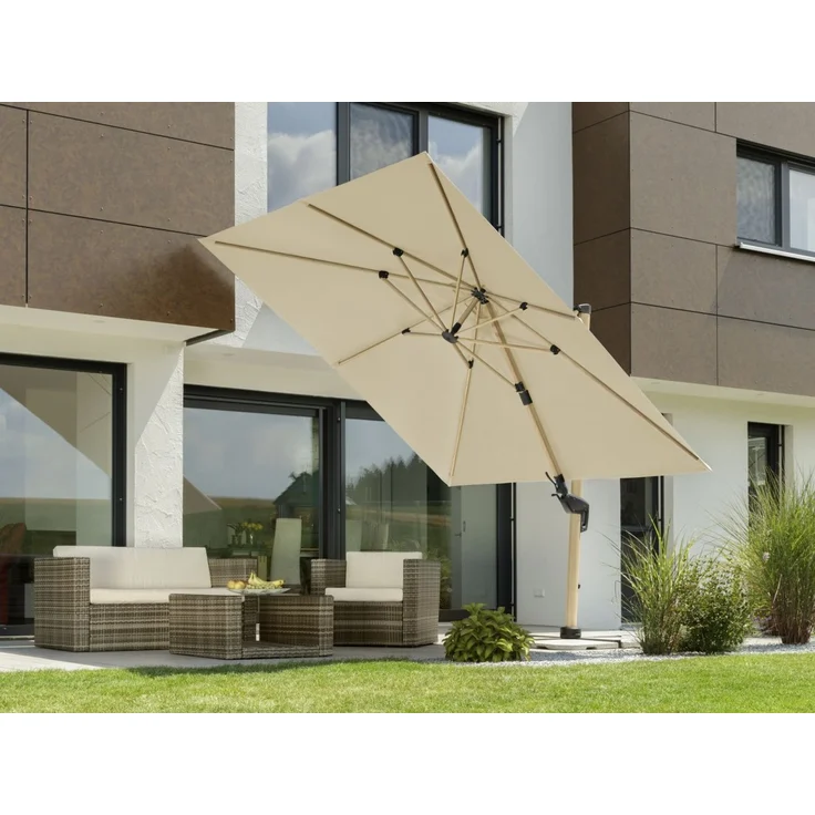 Schneider Schirme Ampelschirm, Rhodos Woody, Natur / Holz-Schwarz, 3x3 m – Bild 5