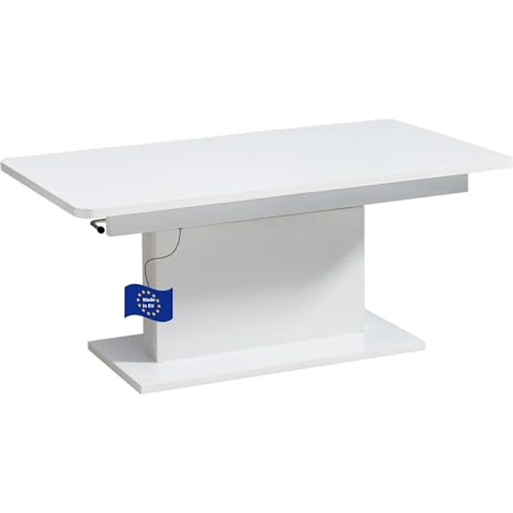 designimpex Couchtisch DC-1, Weiß Hochglanz, ausziehbar und höhenverstellbar, rechteckig 126x58-75 cm, Wohnzimmertisch – Bild 3