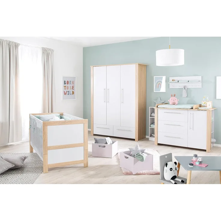 roba Kinderzimmerset 'Matilda' 3-teilig - Bett 70 x 140 - Kleiderschrank 3-türig - Lichtgrau
