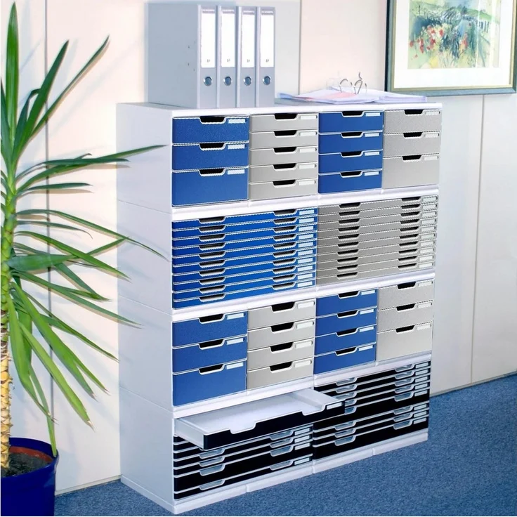 Exacompta Bürobox A4 5 Schübe lichtgrau/blau – Bild 3