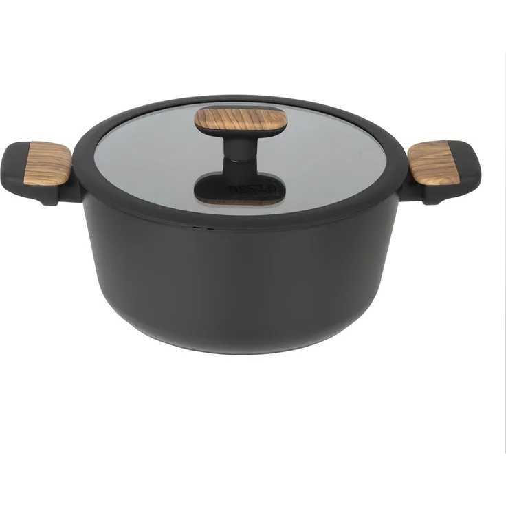 RESTO Kitchenware Kochtopf Mon, Bratentopf antihaftbeschichtet und spülmaschinenfest, Aluminium (2-tlg), mit Glasdeckel und stoßdämpfendem Silikonrand, im Geschenkkarton