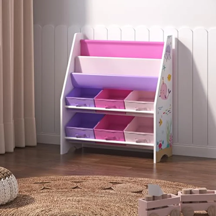 Kinderregal Ponteceso Ozean-Motiv Weiß/Rosa/Lila [en. casa] – Bild 2