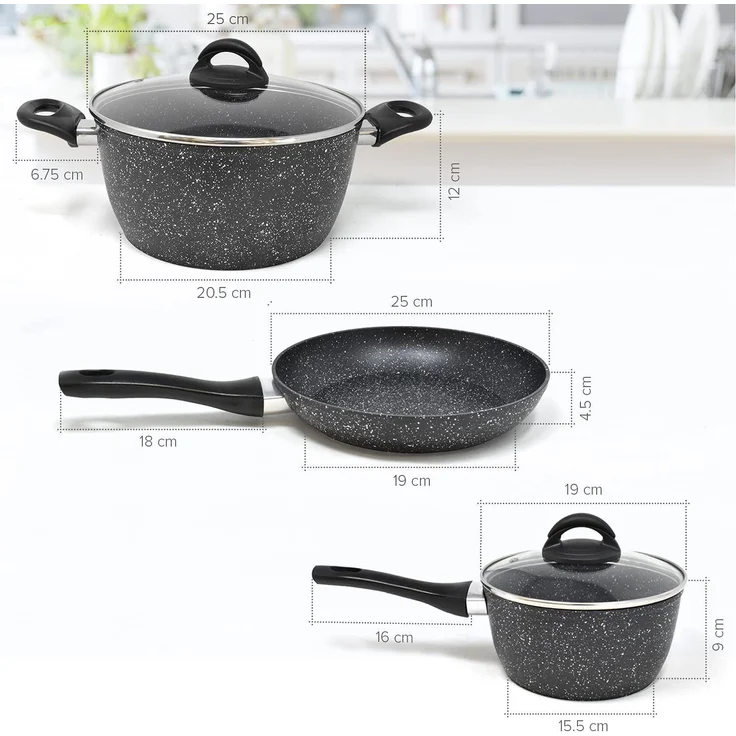 JOEJI’S KITCHEN PFANNEN-SET Aluminium Unbekannt 3-tlg (H 12 x T 20 x B 20 cm) – Bild 3