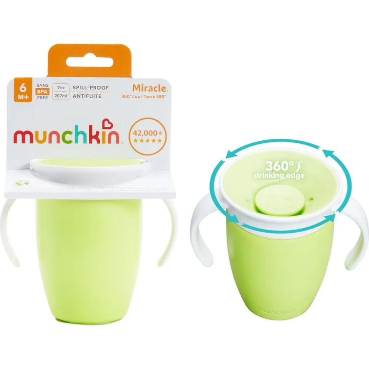 Munchkin 2 Pack Wunder 360 Babys Schnabeltasse | 207ml | 6m+ | Grün