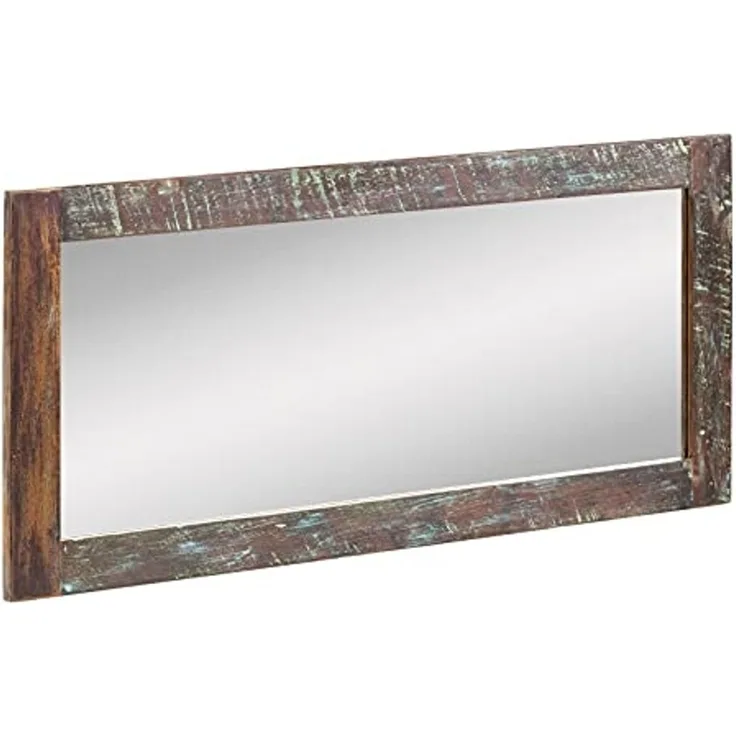 Spiegel 130x60 cm Holz Altholz rechteckig braun Wandspiegel Badspiegel Flurspiegel Ganzkörperspiegel massivum Sumana