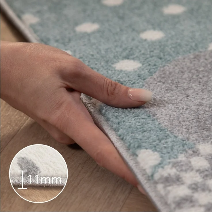 Carpettex Kinderteppich Wolken Design, Rund, Höhe: 10 mm, Teppich Kinderzimmer Wolke Design Kinder Teppich Blau Babyzimmer – Bild 3