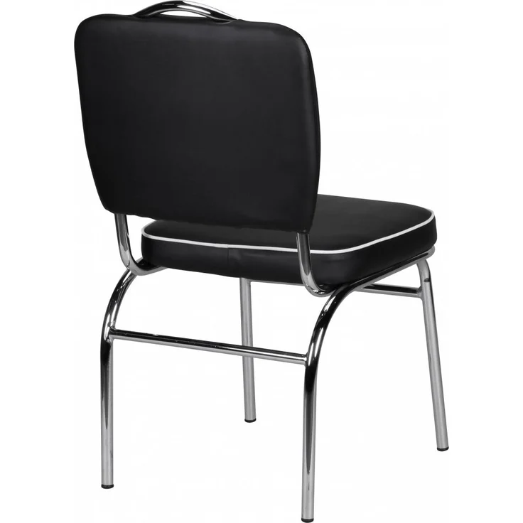 Esszimmerstuhl American Diner 50er Jahre Retro, Sitzfläche gepolstert mit Rücken-Lehne, Essstuhl Farbe Schwarz Weiß – Bild 9