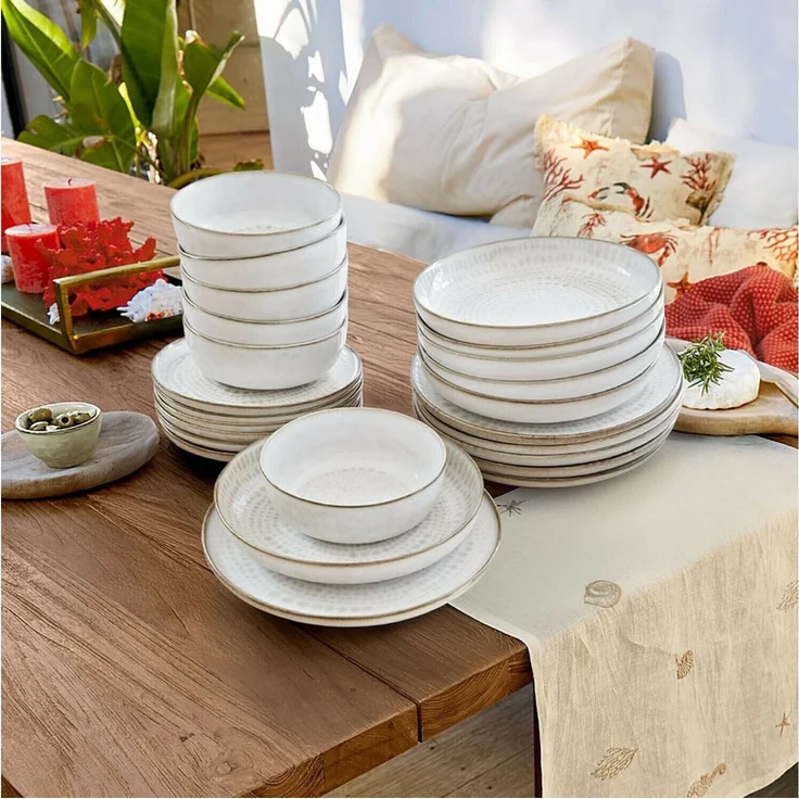 Mirabeau Geschirr-Set Geschirr 24er Set Marnis grau/braun, Steinzeug – Bild 2