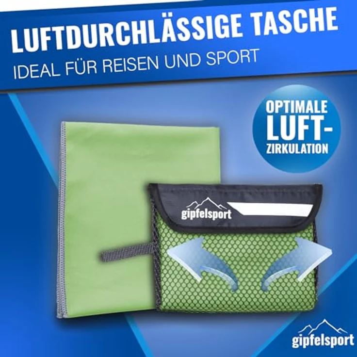 gipfelsport Mikrofaser Handtuch Set - für Sauna, Fitness, Sport I Strandtuch, Sporthandtuch I Grün XL: 180x80 – Bild 7