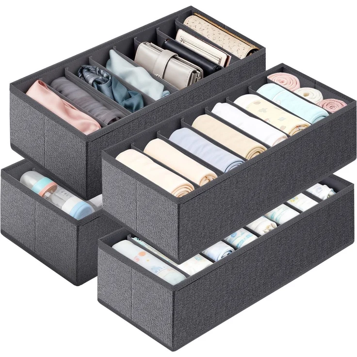 Sekey Aufbewahrungsbox Set aus Vliesstoff Faltbare Schubladen Organizer für Schrank und Kleiderschrank mit Fächer 19 x 40 x 11 cm 8 Stück – Bild 6