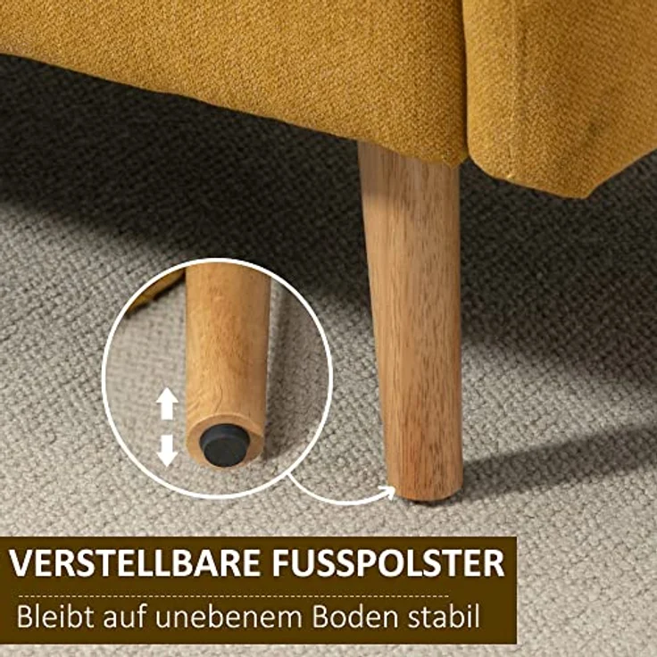 HOMCOM 2-Sitzer Doppelsofa mit Kissen und Anti-Rutsch Beinen – Bild 7
