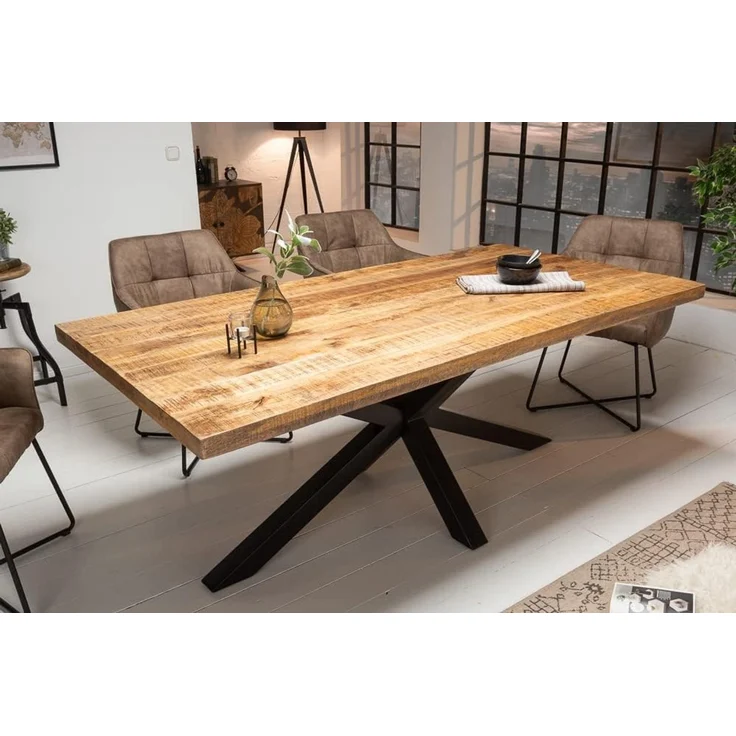 riess-ambiente Esstisch GALAXIE 160cm braun/schwarz – Massivholz, Stern-Gestell aus Metall, Industrial Design & bis zu 6 Personen – ideal für Dein Loft-Esszimmer – Bild 2