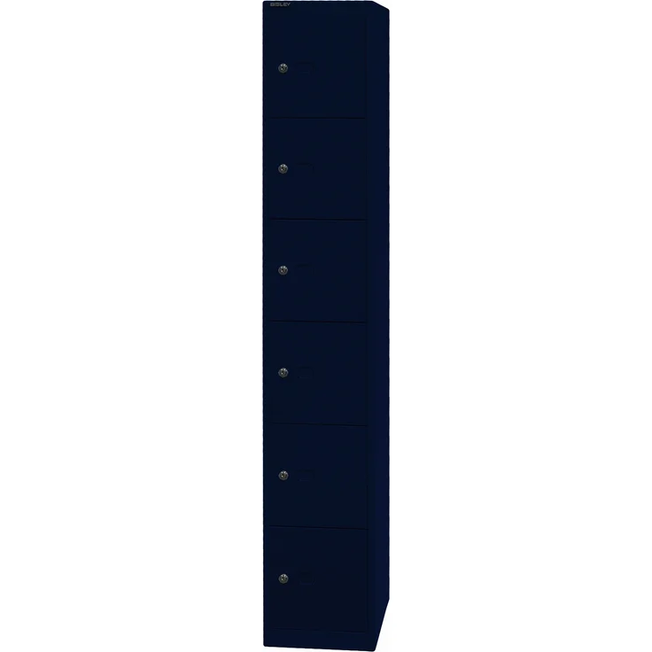 Bisley Schließfachschrank Office, 1 Abteil, 6 Fächer, T 457 mm, Farbe oxfordblau – Bild 3