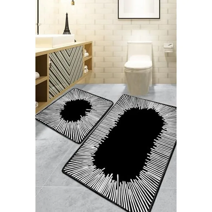 Mijolnir 'Somber - Black' Badematten-Set (2-teilig), Schwarz
