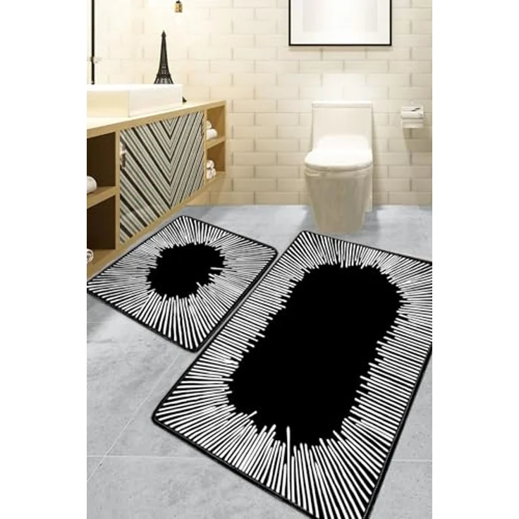 Mijolnir 'Somber - Black' Badematten-Set (2-teilig), Schwarz – Bild 1