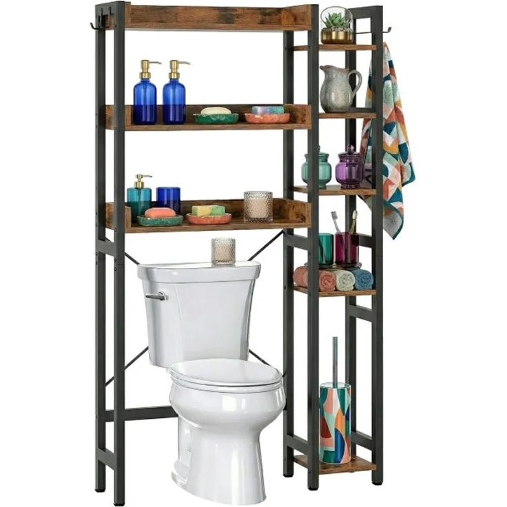 Relaxdays Toilettenregal 3 Ebenen mit Seitenablage – Bild 1