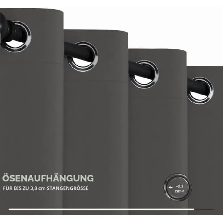 Deconovo Extra Breiter Verdunkelungsvorhang Wohnzimmer Raumtrenner Hellgrau | 1 Stück, H242 x B254 cm, Ösenschal, Hitzeschutz, Abdunkelnd, Sichtschutz, UV-Schutz, Fenster Schlafzimmer, Blackout Curtain – Bild 7