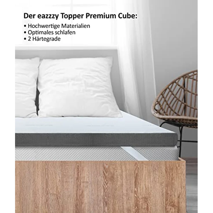 Matratzenauflage eazzzy Premium Cube Topper Matratzentopper 80 x 200 x 9 cm Genius – Bild 3