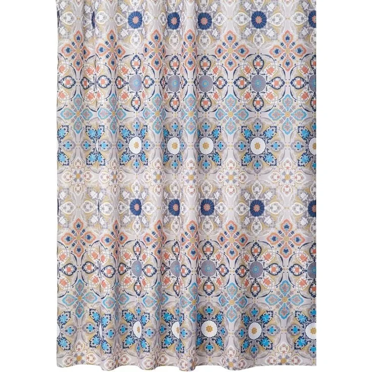 mDesign Duschvorhang Medallion Muster Braun Badewannenvorhang Textil 183x183cm – Bild 1