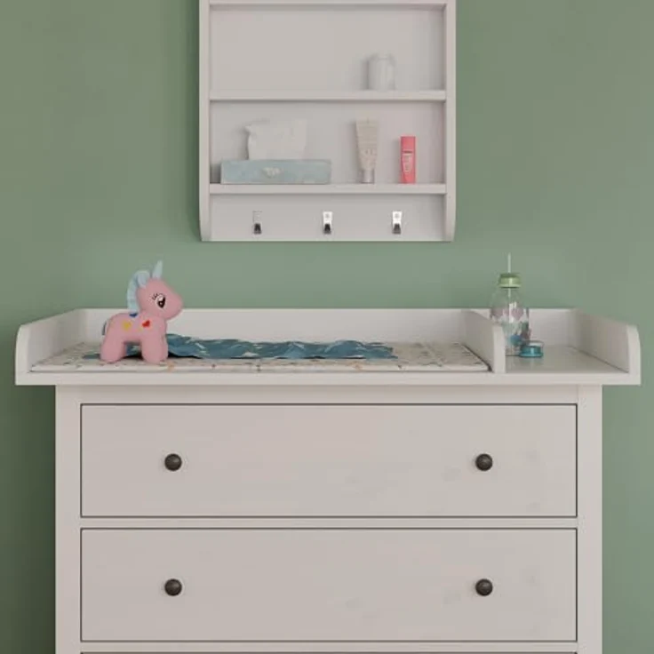 regalik Wickeltischaufsatz mit Teilung für IKEA HEMNES, Wickelkommoden Aufsatz mit Trennfach, 50 cm Tiefe, abnehmbar, mit abgerundeter Front, für Wickeltisch oder Wickelkommode, Weiß, 108 × 78cm – Bild 4