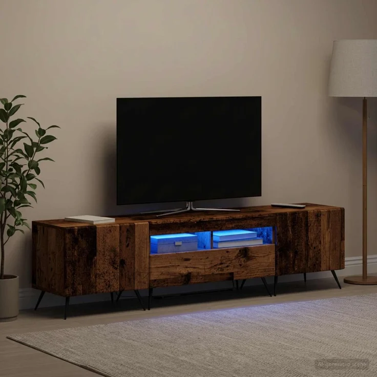 vidaXL LED-TV-Schrank BREDA 3 stk. Altholz Holzwerkstoff 3416931 – Bild 3