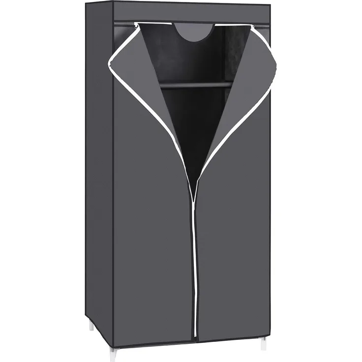 Songmics Kleiderschrank, Stoffschrank mit Kleiderstange, grau, 75 x 45 x 160 cm