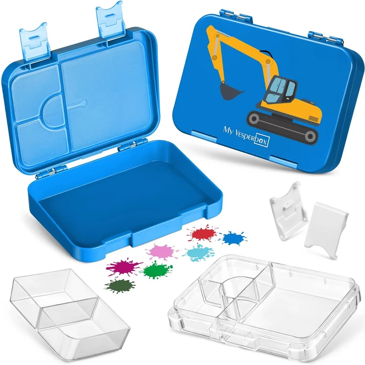 My Vesperbox® Brotdose für Kinder mit Fächern [LEN] - Lunchbox mit Trennfächern - Bento Box - Jausenbox - Brotzeitbox für Schule & Kindergarten - Vesperdose für Jungen & Mädchen