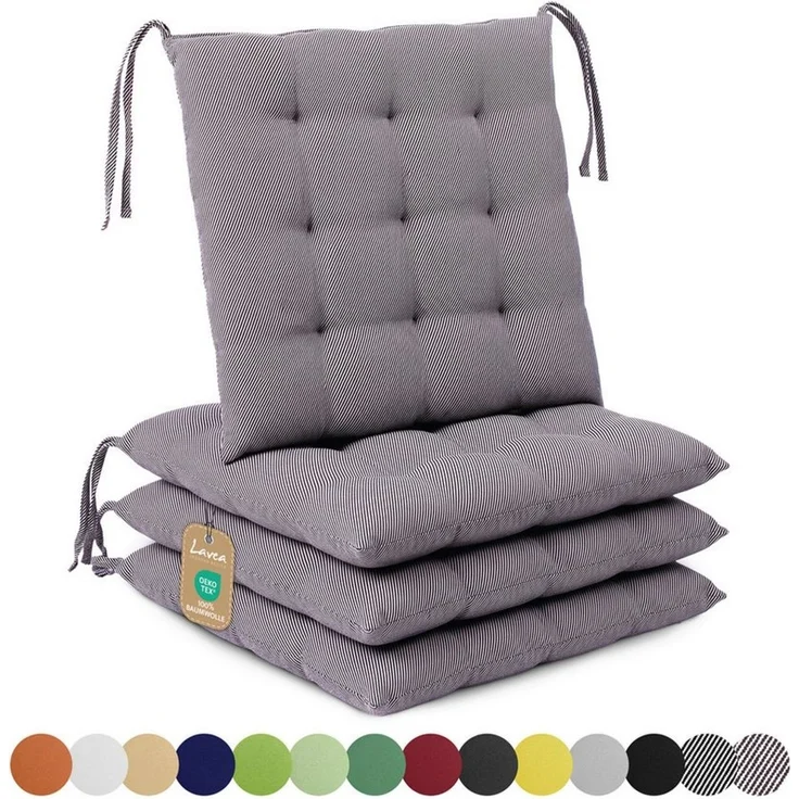 Lavea Stuhlkissen Lavea® Sitzkissen & Stuhlkissen 40x40 cm – 4er/8er Set, 40x40x3 cm, mit Stoffbändern, Indoor & Outdoor, für Garten & Balkon – Bild 1