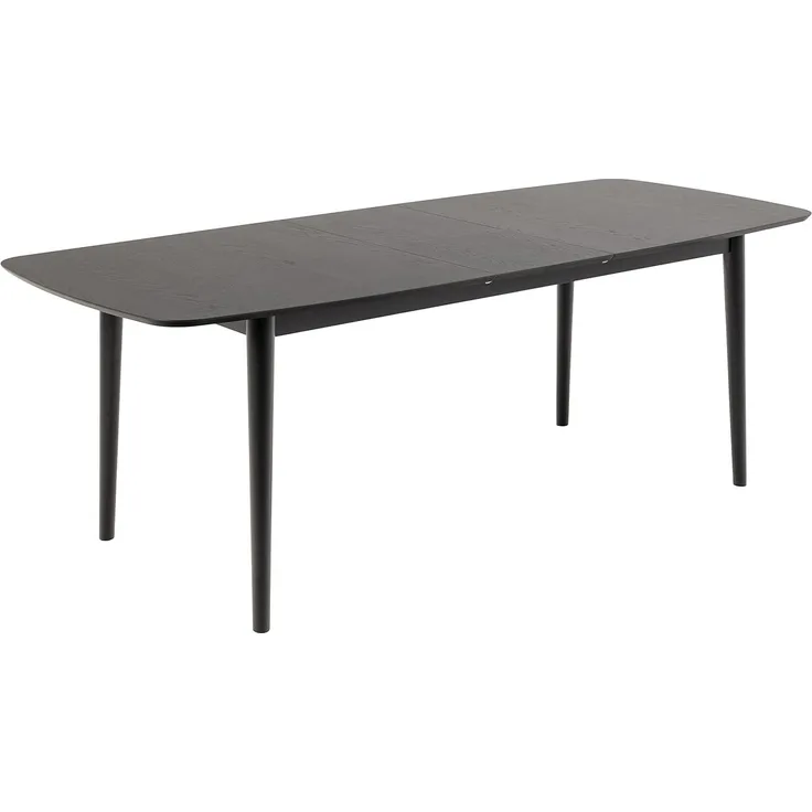 AC Design Furniture Monty Ausziehbarer Esstisch für 6 Personen, Rechteckige Tischplatte aus Schwarzem Eichenfurnier mit Runden Beinen, Küchentisch mit Ausziehplatte, B: 180 x H: 75 x T: 90 cm
