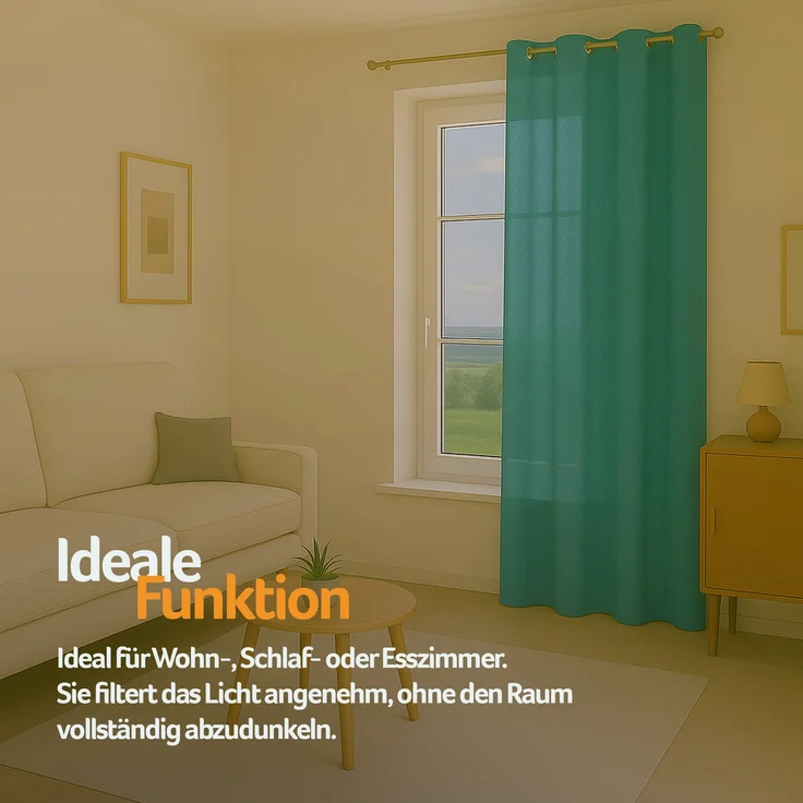 Bestlivings Blickdichte, Gardine mit Ösen, in vielen Größen und Farben Türkis 140x245 cm – Bild 7