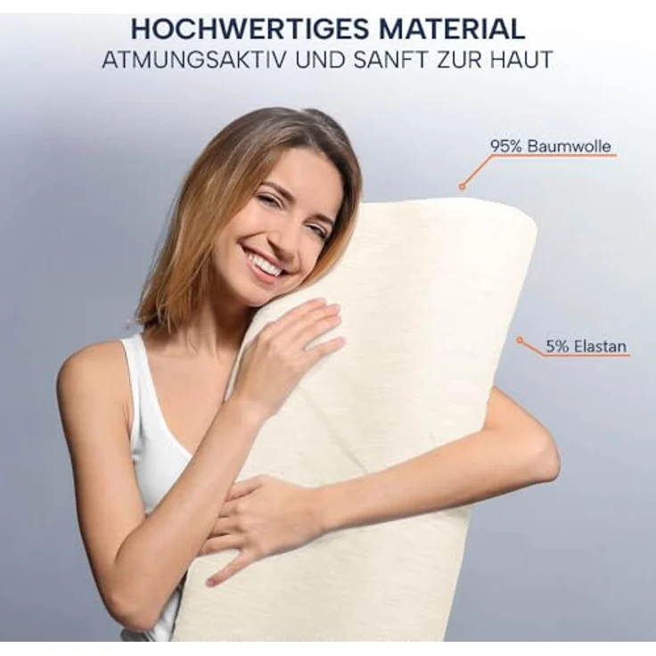 casimum Kissenbezug Schonbezüge für Orthopädisches Nackenkissen BEIGE, (2 Stück), passend für ergonomisches Nackenstützkissen 60x30 cm, Doppelpack (2Stk) – Bild 4