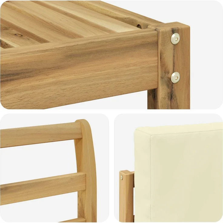 vidaXL Outdoor-Sofagarnitur 6 stk. 6-Sitzer Weiß und Creme Polyester 3392275 – Bild 5