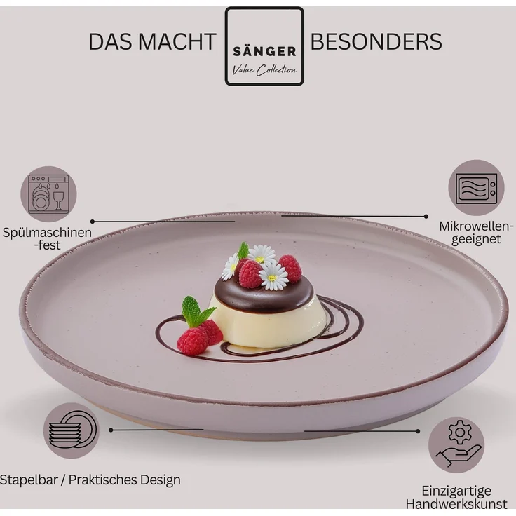 SÄNGER Steingut Dessertteller Bombay Erdfarben 4 teilig – Bild 4