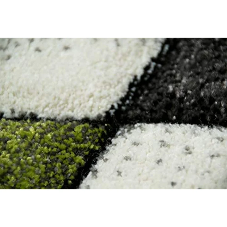 Carpetia Teppich Moderner Teppich Kurzflor Wohnzimmerteppich karo abstrakt grün grau, rechteckig, Höhe: 13 mm – Bild 4